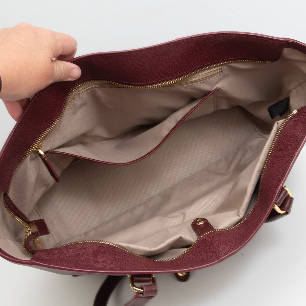 Tumi Sinclair Travel Tote Canvas Coated With Continental Wallet Work Burgundy - Picture 10 of 15